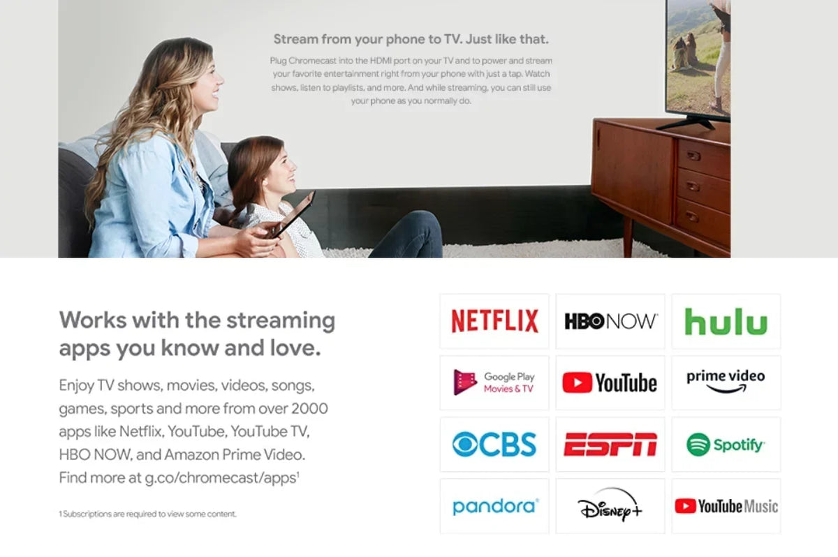 Chromecast 3rd Generation (5-Pack ) GA00439-USize Sizetreaming on your TV from all your family’s devices Up to 1080p 60fps