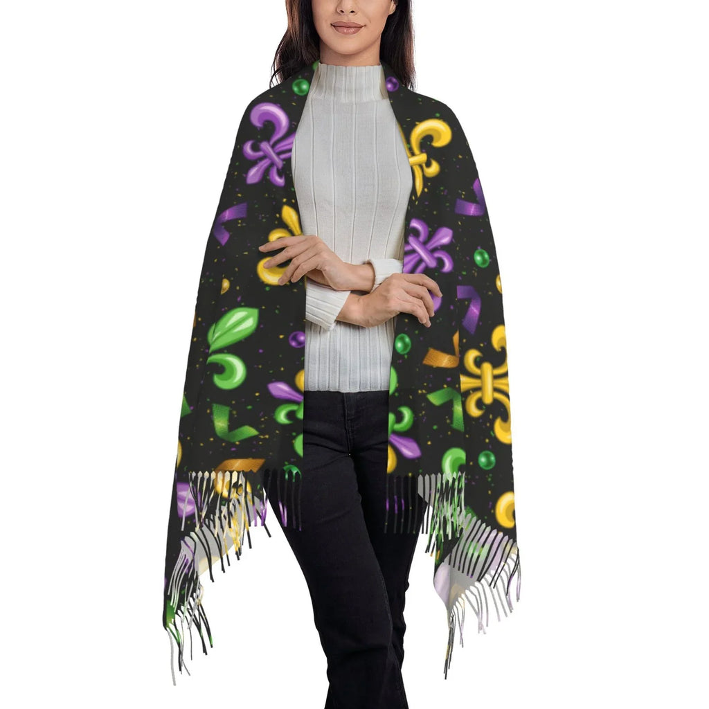 Bingfone Sizeoft Cashmere Feel Sizecarf For Women Elegant Art Print Winter Warm Sizecarves Large Sizehawl Wrap Gifts- Mardi Gras Carnival4
