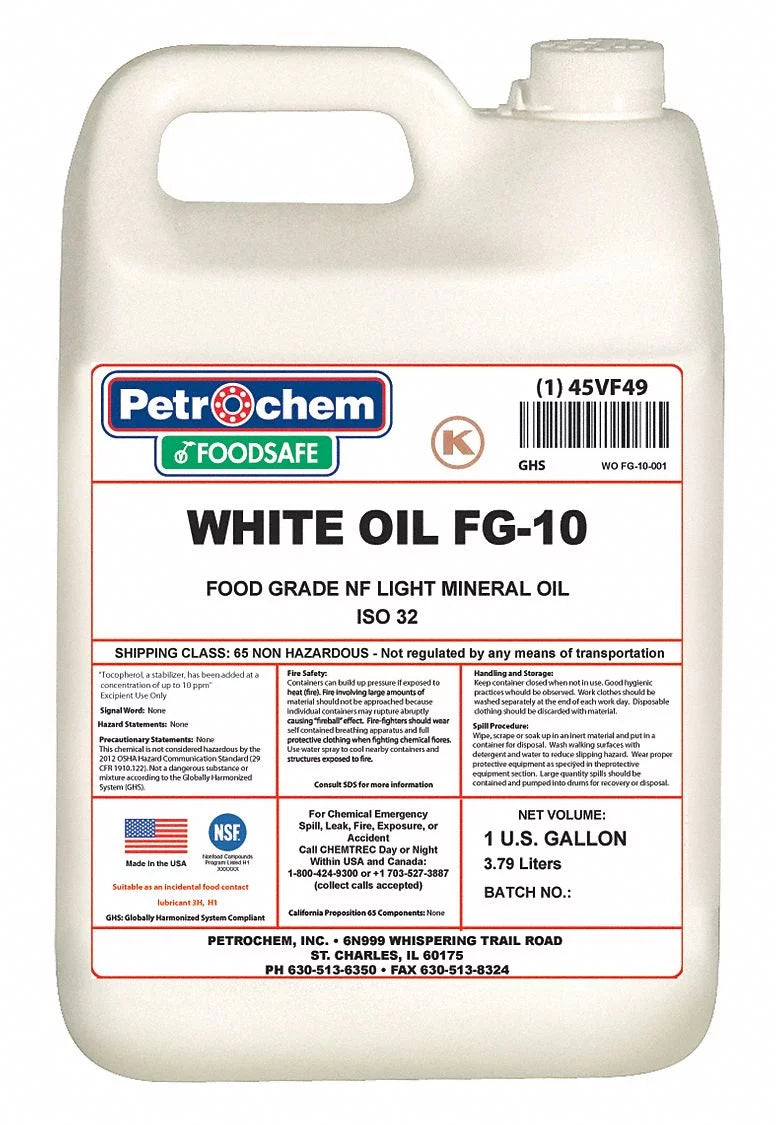 Petrochem Mineral Hydraulic Oil,Food Grade,1 gal.  WO FG-10-001