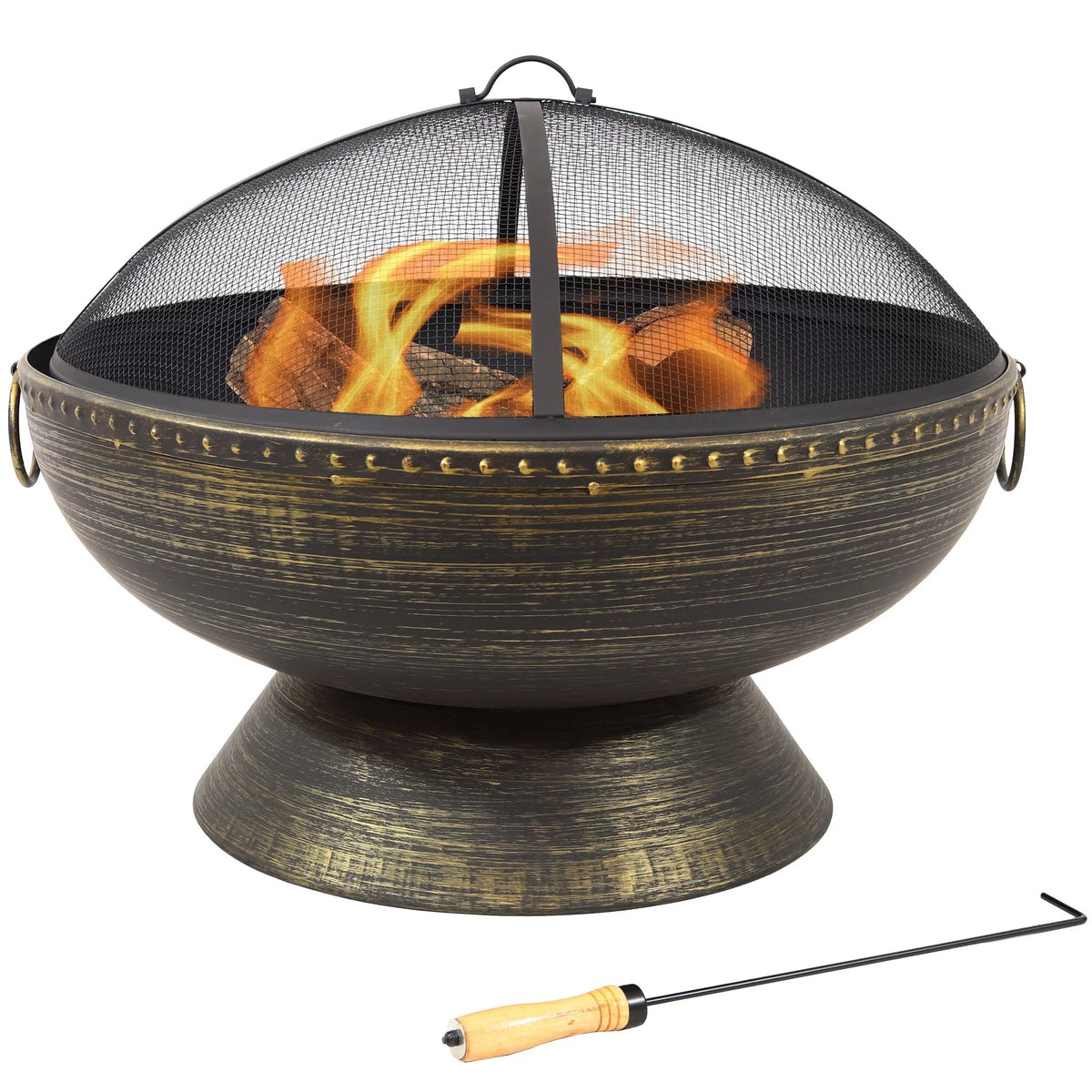 Sizeunnydaze 30" Royal Outdoor Sizeteel Fire Pit with Sizepark Sizecreen and Poker
