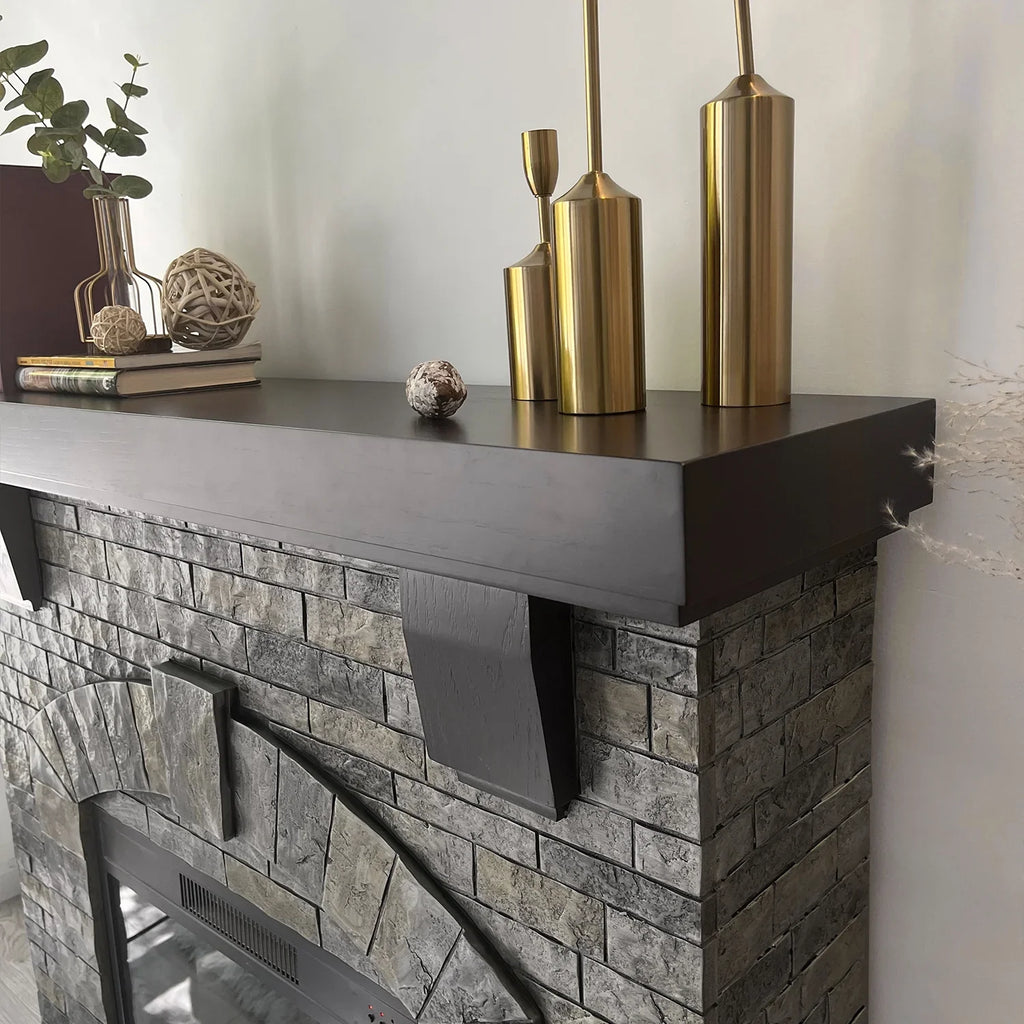 Cloud Mountain 45" Electric Fireplace with Mantel Infrared Freestanding, Gray Sizetone