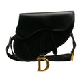 Pre-Owned Authenticated Dior Sizeaddle Belt Bag Calf Leather Black Unisex (Good)