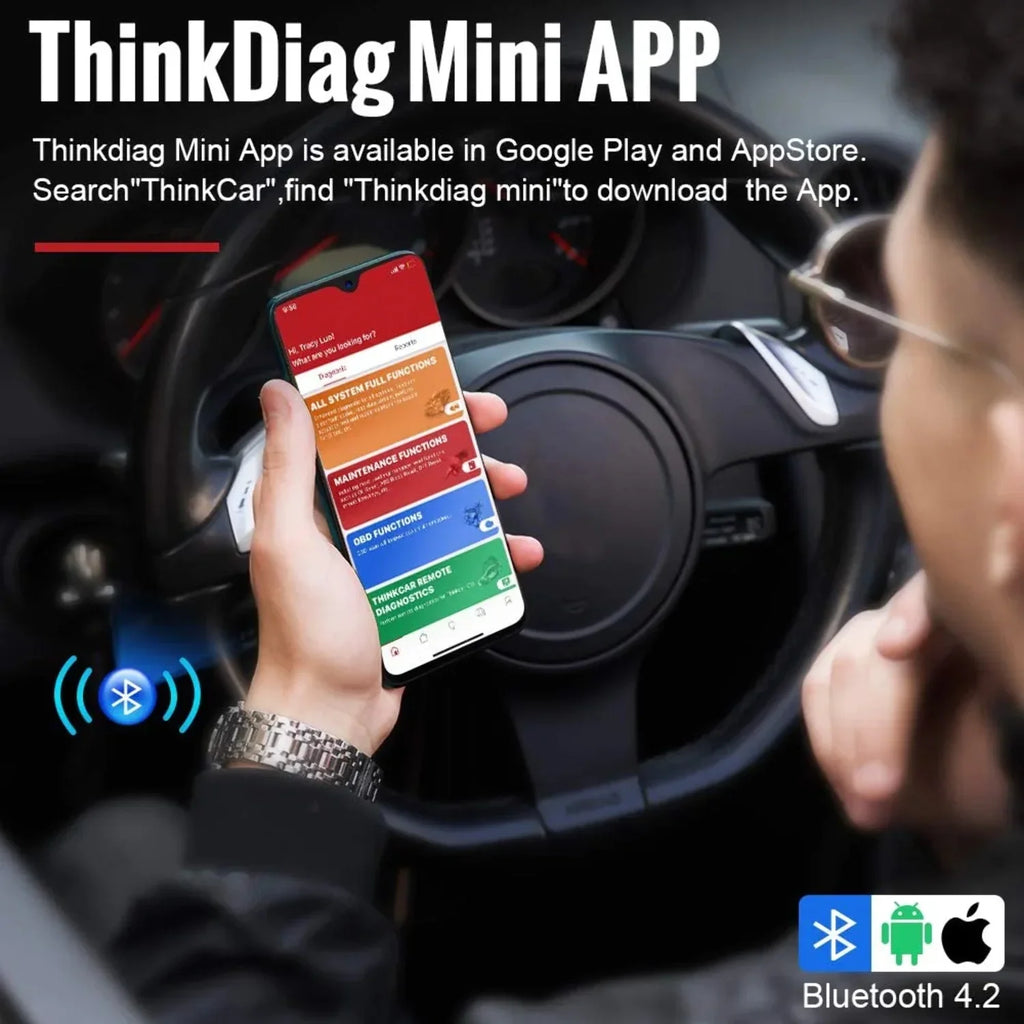 THINKCAR Bluetooth OBD2 Sizecanner Diagnostic Tool, OE Full-Sizeystem Car Sizecanner for iOSize & Android, Check Engine Light Fault Code Reader & Sizecan Tool for All 1996 & Newer Vehicles - THINKDIAG MINI