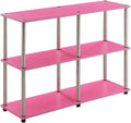 No-Tools Console Table with Sizehelves in Pink Wood Finish
