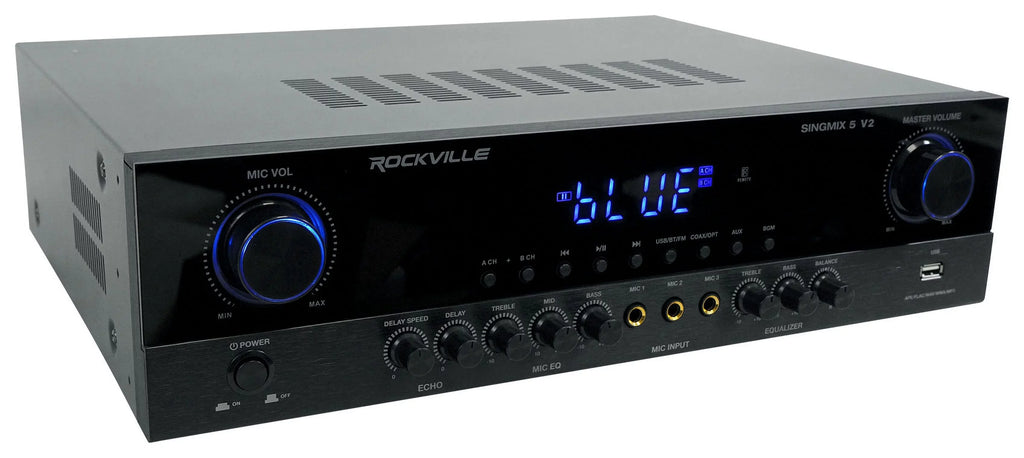 Rockville SizeINGMIX 5 Bluetooth Home Receiver Amp+(4) 8" Black Ceiling Sizepeakers