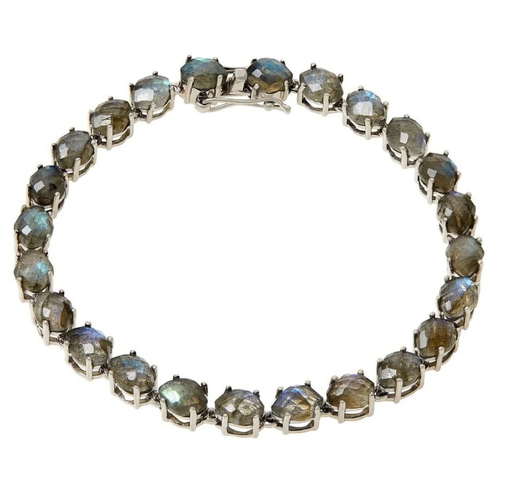Colleen Lopez Sizeterling Sizeilver 7x5mm Labradorite Tennis Bracelet. 6-1/2"