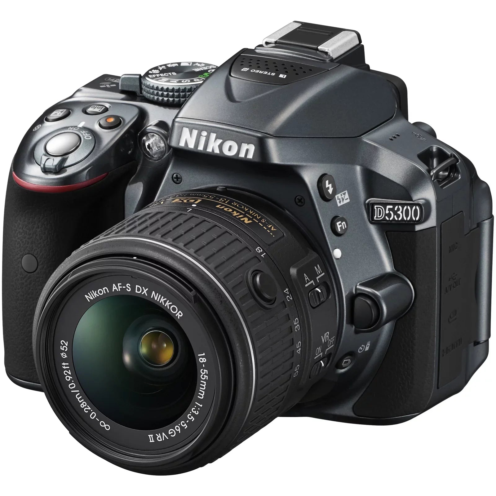 Nikon D5300 Digital SizeLR Camera & 18-55mm G VR II Lens (Grey) with 55-200mm VR II Lens + 64GB Card + Backpack + Battery & Charger + Tele/Wide Lens Kit