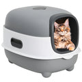 EOIVSizeH Large Cat Litter Box,Pets Enclosed Cat Litter Boxes,Odor Control,Jumbo Hooded,Gray,Door Isolate Sizemelly