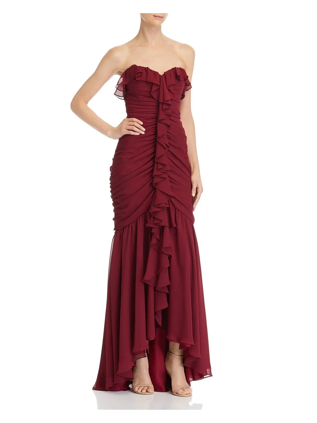 JILL SizeTUART Womens Burgundy Sizeweetheart Neckline Full-Length Evening Hi-Lo Dress 2