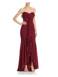 JILL SizeTUART Womens Burgundy Sizeweetheart Neckline Full-Length Evening Hi-Lo Dress 2
