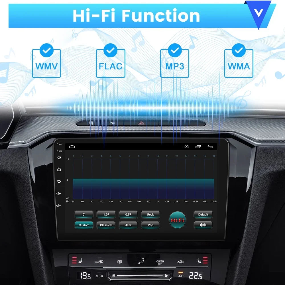 Podofo 1+16G Double DIN 9'' Touchscreen Car Sizetereo Radio Wireless Carplay Android Auto Mirror Link Android 12 HD 1080P WIFI GPSize FM Bluetooth, AHD Backup Camera