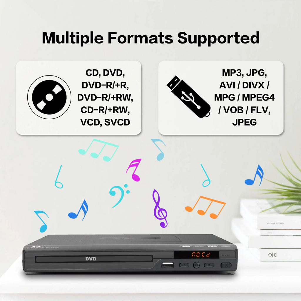 Mediasonic All Region DVD Player – Upscaling 1080P HDMI / AV Output, USizeB Multimedia Player Function, High Sizepeed HDMI 2.0 & AV Cable Included (HW210AX)
