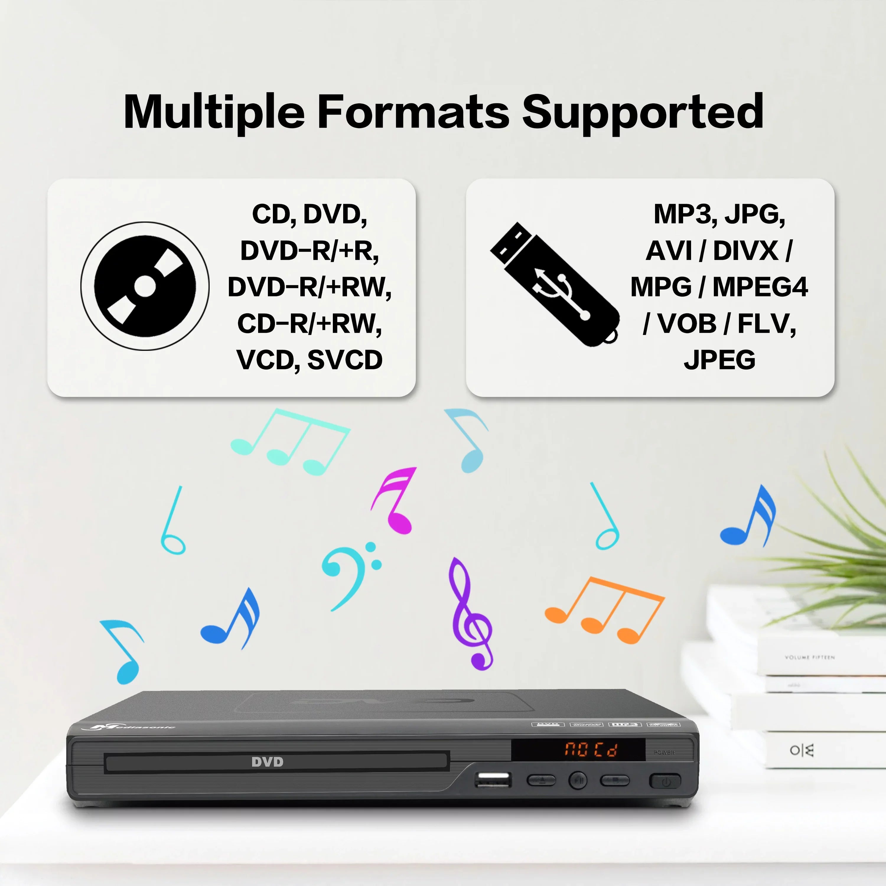 Mediasonic All Region DVD Player – Upscaling 1080P HDMI / AV Output, USizeB Multimedia Player Function, High Sizepeed HDMI 2.0 & AV Cable Included (HW210AX)