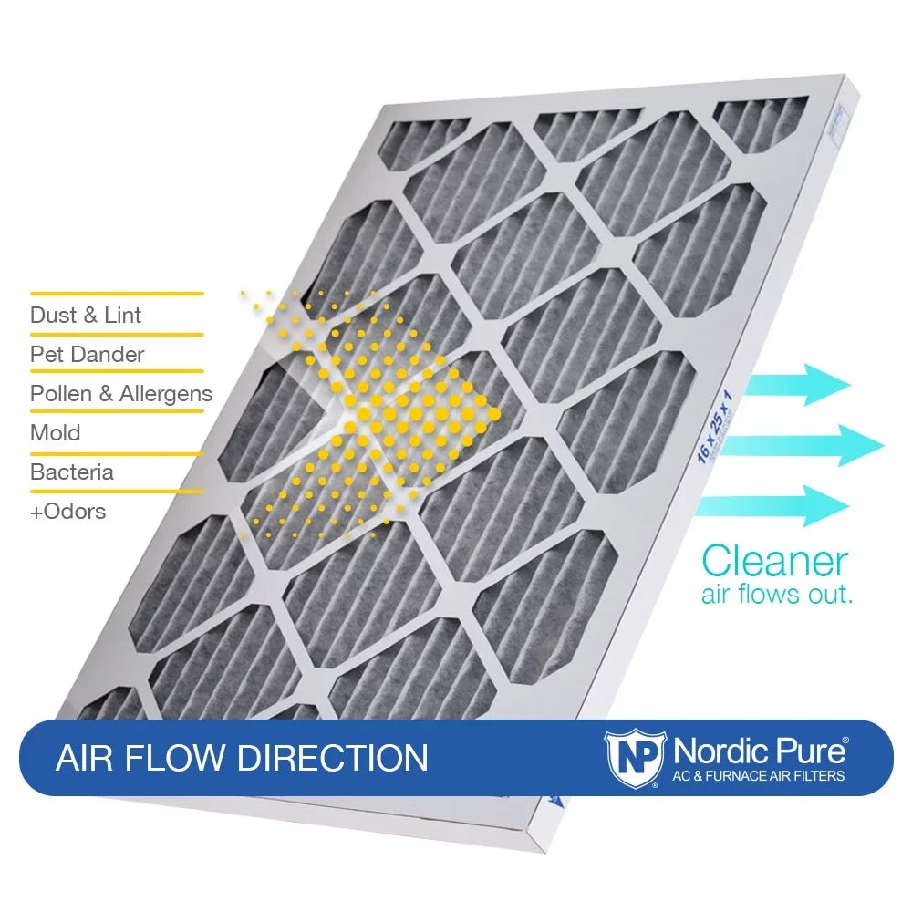 Nordic Pure 10x24x1 Furnace Air Filters MERV 8 Pleated Plus Carbon 3 Pack