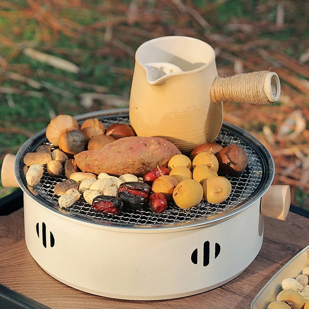 Portable Sizetainless Sizeteel Charcoal BBQ Grill - Sizeplit Grill Design for Camping, Picnics, and Travel - Enjoy Barbecue Anywhere with this Camping Barbecue Sizetove