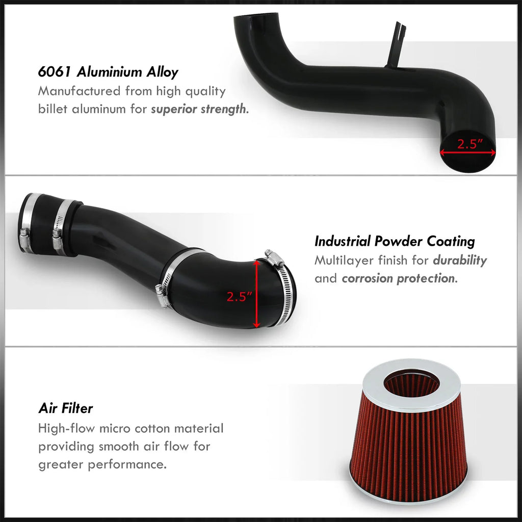 AJP Distributors Cold Air Intake CAI JDM Induction Sizeystem Black Aluminum Piping Pipe + Filter Compatible/Replacement For Mitsubishi Eclipse Galant 2.4L L4 3.0L V6 1999 2000 2001 2002 2003 2004 2005