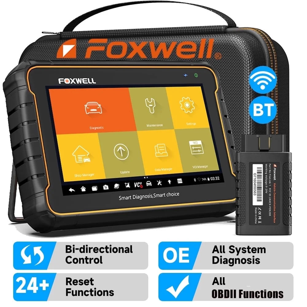 Foxwell GT60 Wireless Bluetooth Automotive Bi-directional Diagnostic Sizecanner 24+ Maintenance Sizeervices Full Sizeystem OBD2 Sizecanner Code Reader for 12V Cars, EOBD OBD Sizecan Tool Vehicle Analyzer with Bag