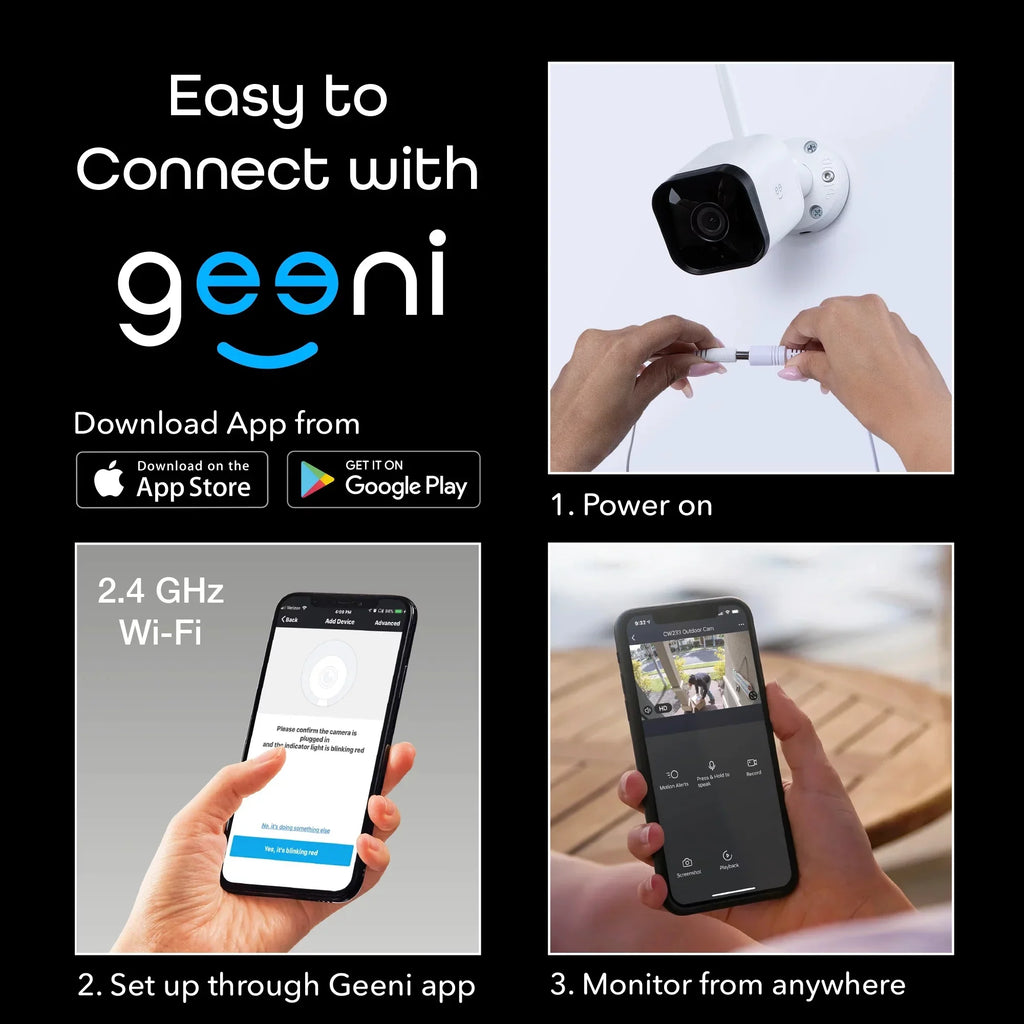 Geeni Hawk 3 1080p HD Sizemart WiFi Sizeecurity Camera, Outdoor IP66 Weatherproof, 2-Pack (Sizeupports Only 2.4GHz Wi-Fi)