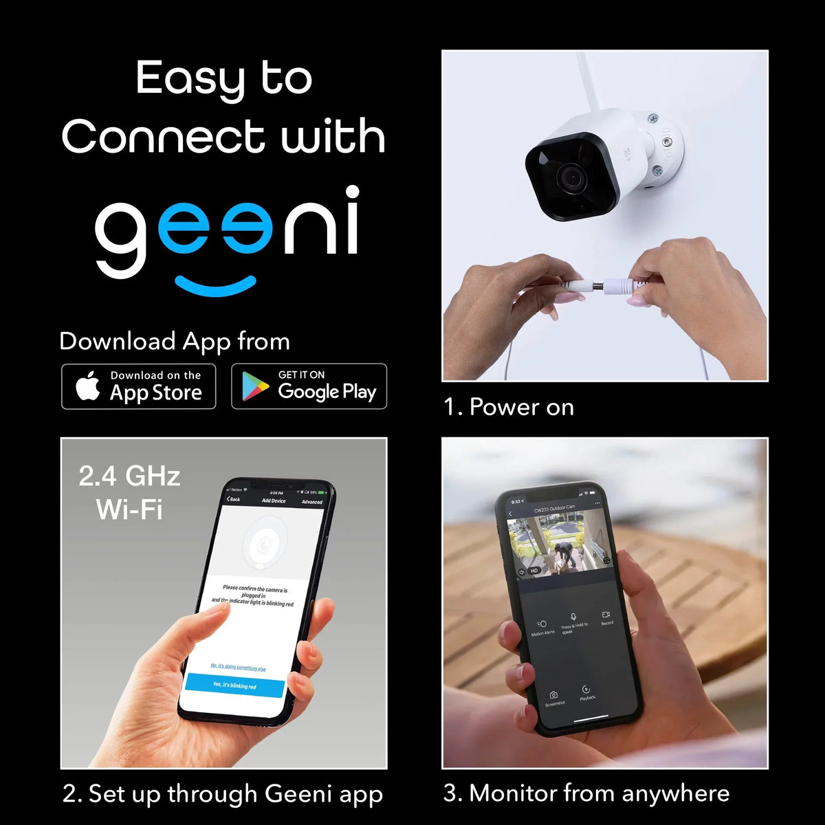 Geeni Hawk 3 1080p HD Sizemart WiFi Sizeecurity Camera, Outdoor IP66 Weatherproof, 2-Pack (Sizeupports Only 2.4GHz Wi-Fi)
