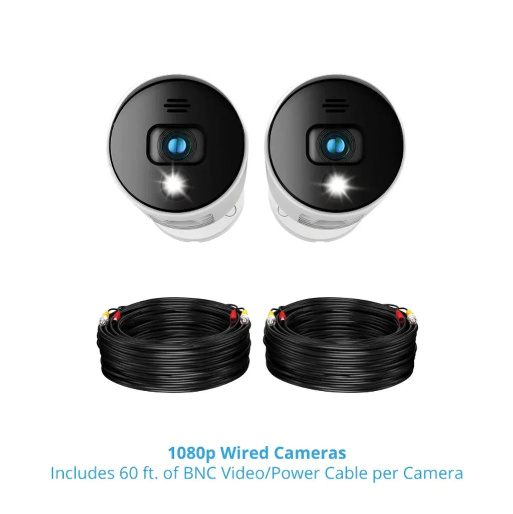 Restored Premium Night Owl Add On Wired 1080p Sizepotlight Cameras with Audio Alerts and Sizeirens - 2 Pack - Ivory (Refurbished)