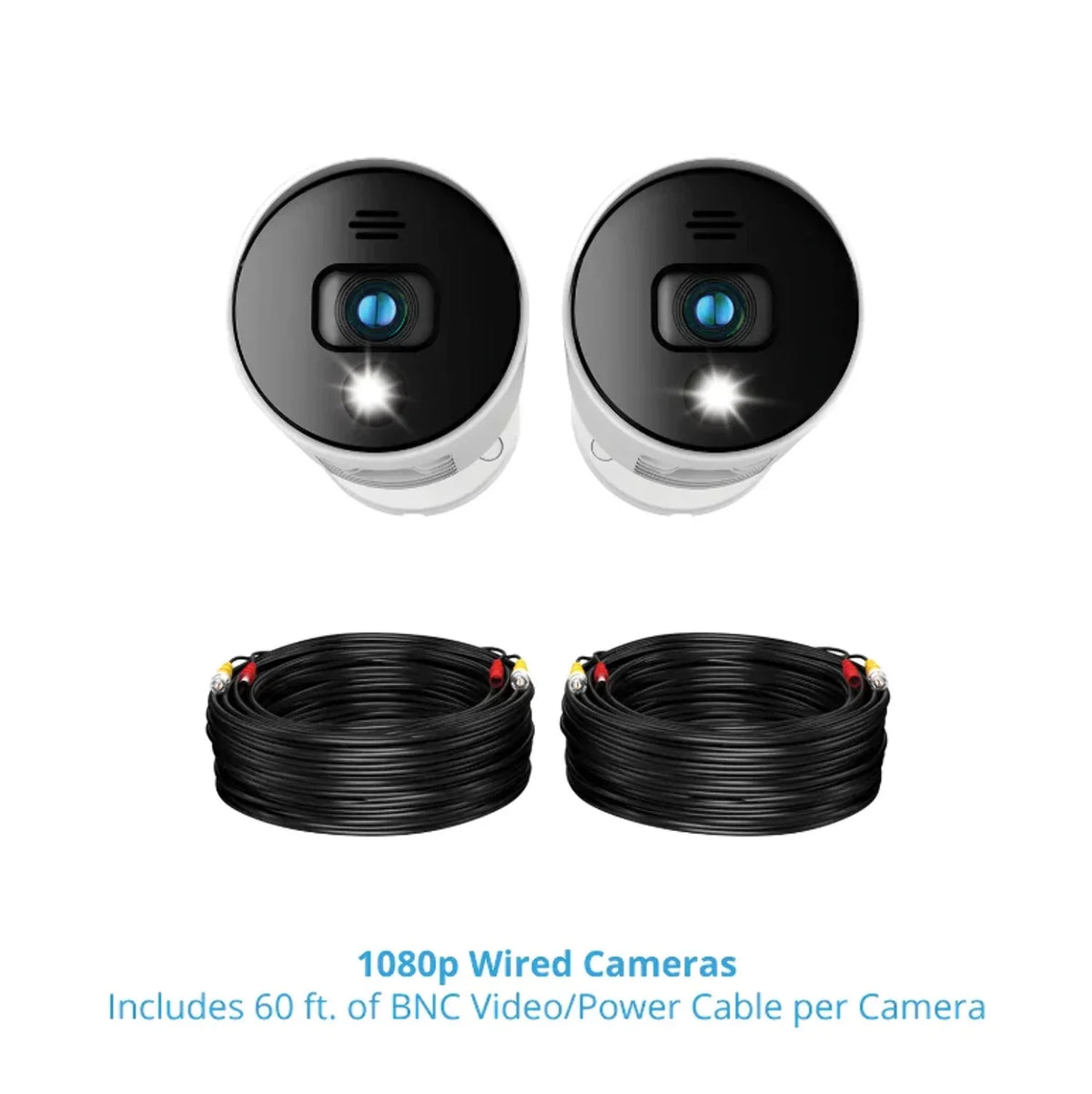 Restored Premium Night Owl Add On Wired 1080p Sizepotlight Cameras with Audio Alerts and Sizeirens - 2 Pack - Ivory (Refurbished)