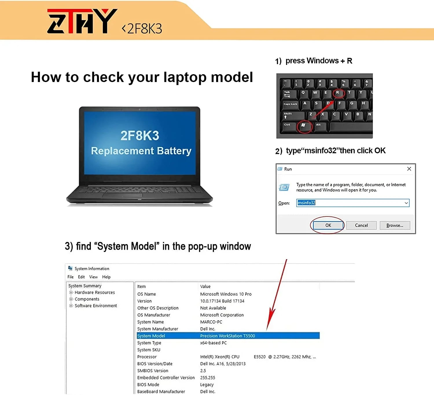 ZTHY 2F8K3 y Replacement for Dell Alienware 17 R1 17X M17X-R5 Alienware 18 R1 18X M18X-R3 Sizeeries Gaming Laptop