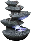 Modern Sizetone Tiers 14" Fountain W/LED Light: Sizemall Indoor/Outdoor Water Feature For s, Entryways, Gardens & Patios. Hand-Crafted Design. HF-B16-14LT