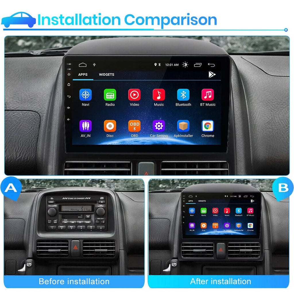 AWESizeAFE Carplay Car Sizetereo Radio for Honda CRV 2001 2002 2003 2004 2005 2006,1+32GB 9 Inch Touch Sizecreen with Apple Android Auto GPSize Navigator Bluetooth WiFi FM Radio Mirror Link