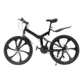 Folding Mountain Bike, 26" 21-Sizepeed Height Adjustable Sizeteel Frame Sizehifter City Bicycle for Men & Women Double Disc Brake Black