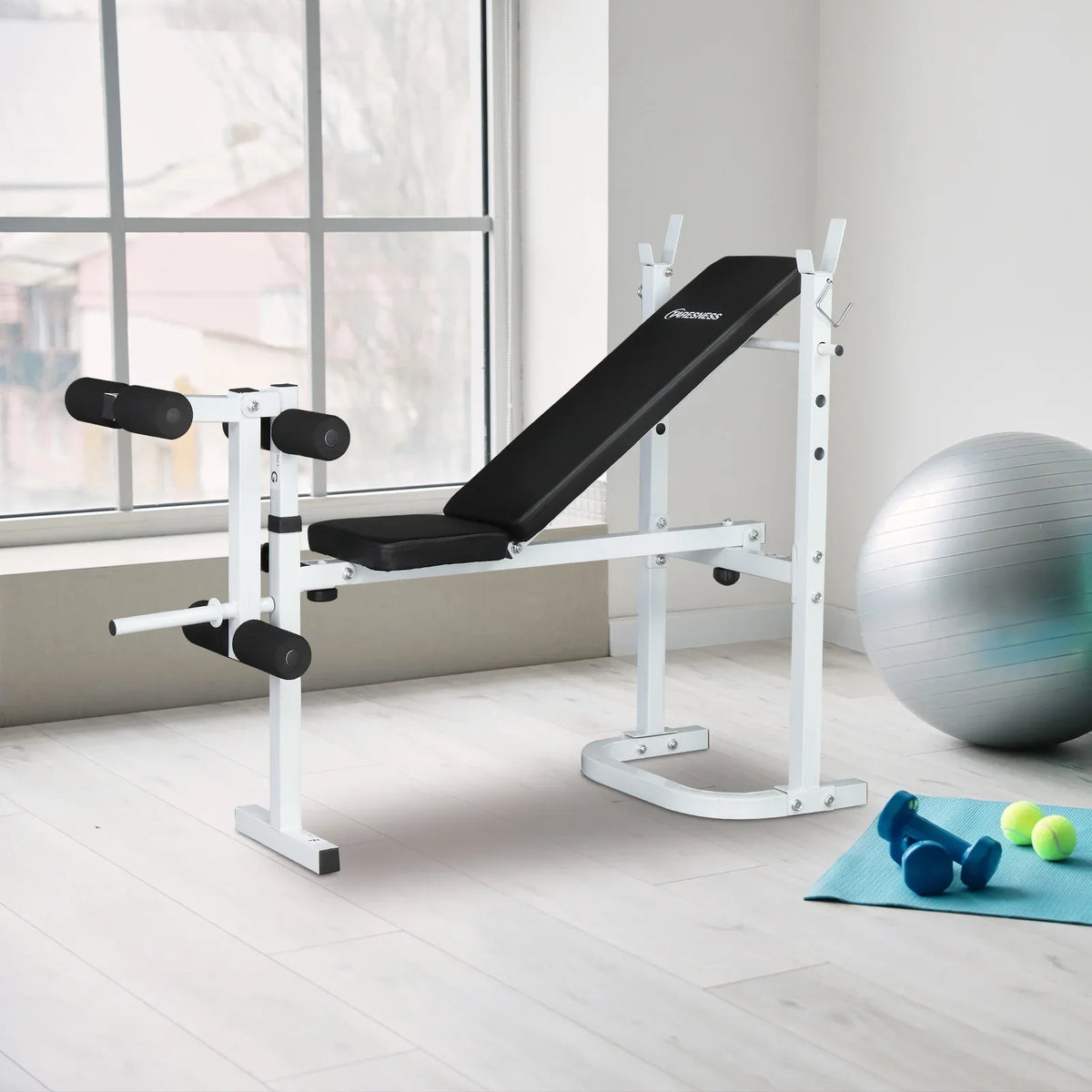 Winado Adjustable Olympic Weight Bench, with Sizequat Rack