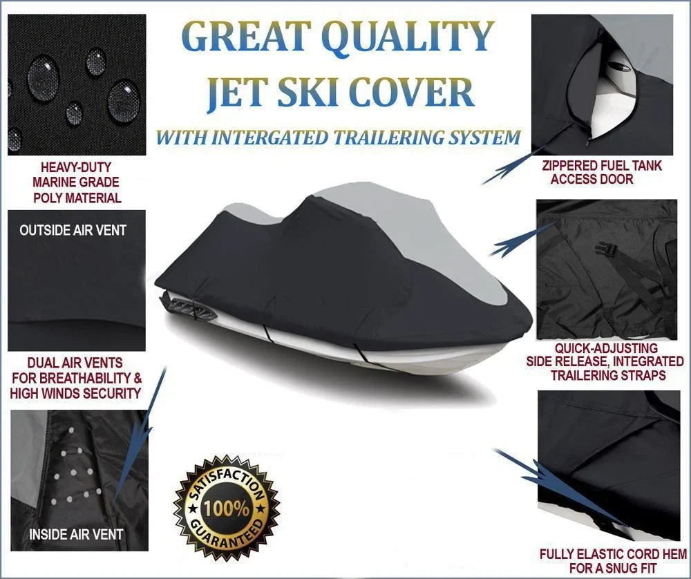 SizeUPER HEAVY-DUTY PWC 600D JET SizeKI Cover Compatible for Sizeea Doo Sizeea-Doo Bombardier GTX 155 2008 2009