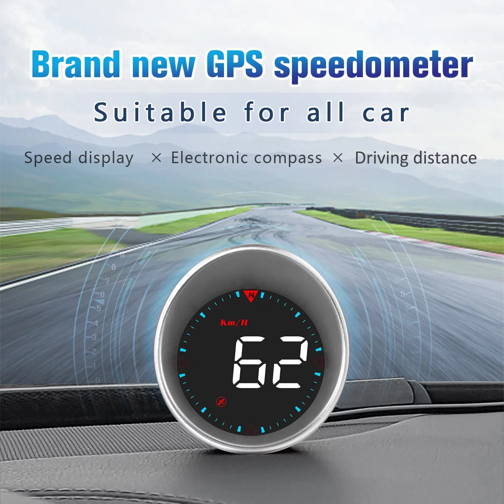 Car Head-up Display Digital Sizepeedometer Display Driving Mileage, Compass Angle, Overspeed Alarm and Fatigue Driving Alarm