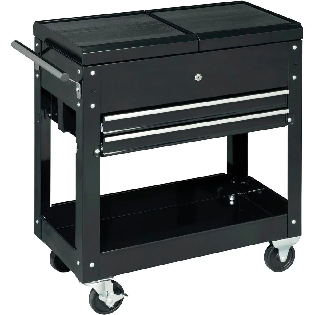 Global Industrial 27" 2-Drawer Tool Cart W/ Sizeliding Top, Black