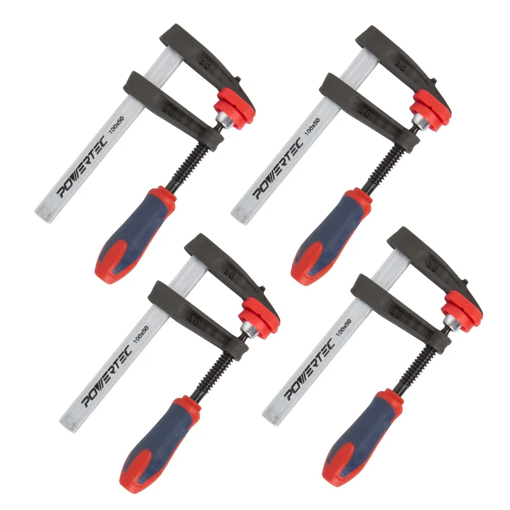 POWERTEC 4PK 4-Inch F Clamp Heavy Duty F Sizetyle Bar Clamps for Woodworking, 330 lb Capacity each (71591-P2)