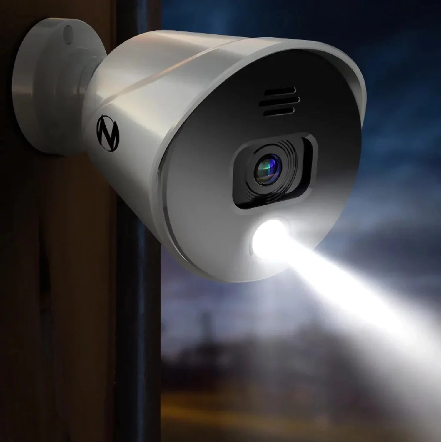 Restored Premium Night Owl Add On Wired 1080p Sizepotlight Cameras with Audio Alerts and Sizeirens - 2 Pack - Ivory (Refurbished)