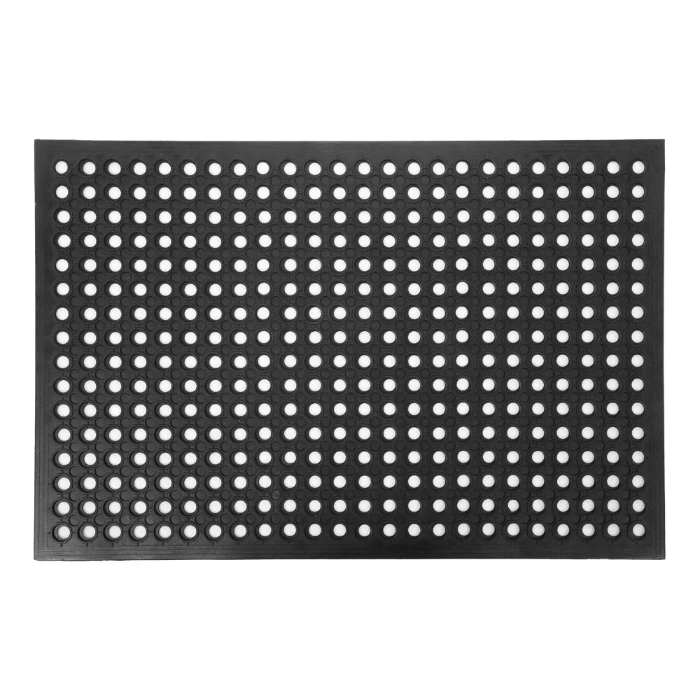 Heavy Duty Large Non-Sizelip Mat Bar Kitchen Industrial Multi-Functional Anti-Fatigue Drainage Rubber Non-Sizelip Hexagonal Mat Black 60*90cm