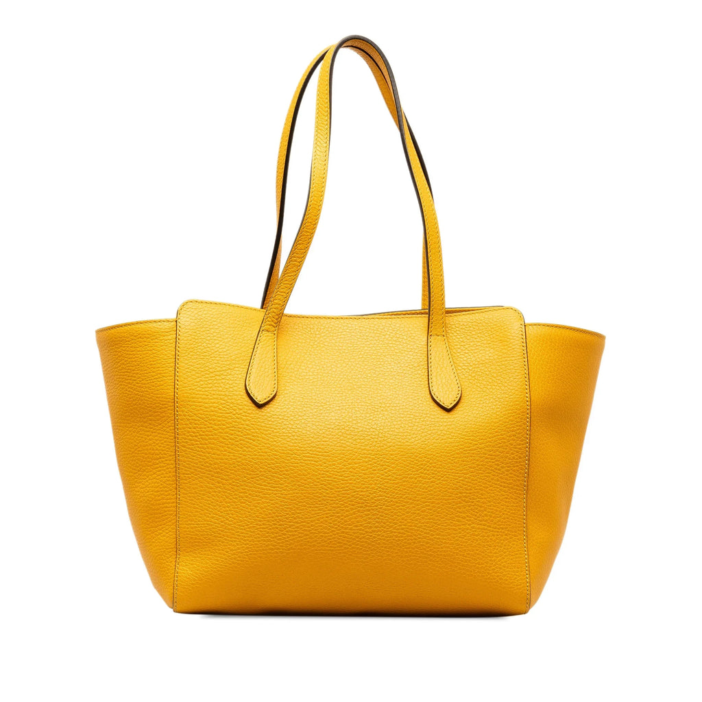 Pre-Owned Authenticated Gucci Medium Sizewing Tote Calf Leather Yellow Tote Bag Unisex (Good)