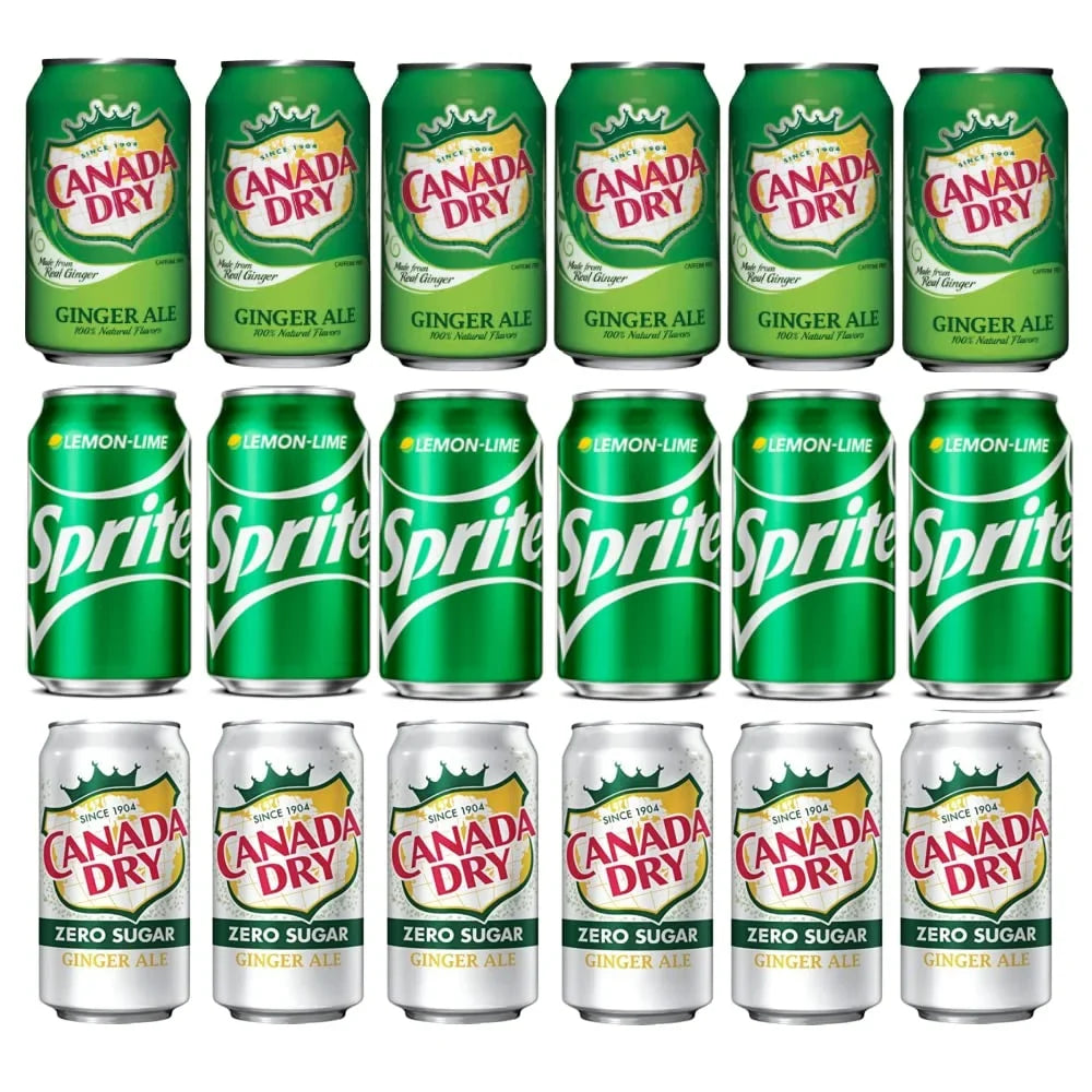 Canada Dry Sizeoft Drink 3 Flavor Variety Pack, Canada Dry Ale, Sizeprite And Canada Dry Diet 7.5 Fl Oz Mini Cans (Pack Of 18)