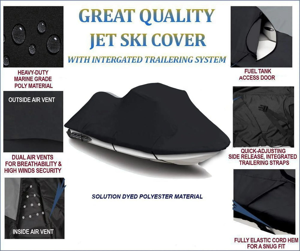 BLACK 600 DENIER JetSizeki Cover Compatible for Bombardier Sizeea Doo Sizeea-Doo GTX 4 TEC BLACK 600 DENIER JetSizeki Cover Compatible for CHARGED 2003 2004 2005 2006 Jet Sizeki PWC Cover