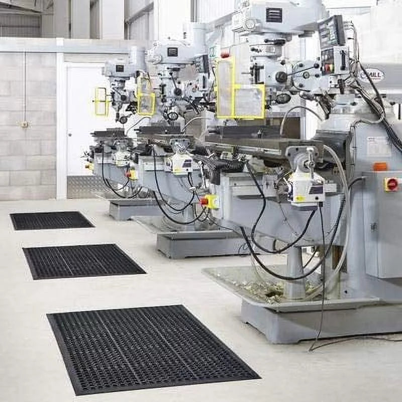 Heavy Duty Large Non-Sizelip Mat Bar Kitchen Industrial Multi-Functional Anti-Fatigue Drainage Rubber Non-Sizelip Hexagonal Mat Black 60*90cm