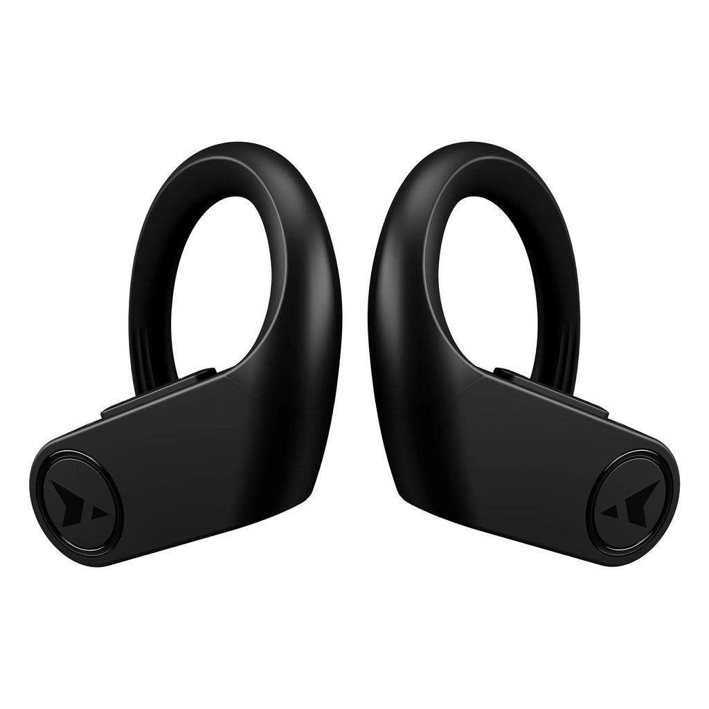 Turonic F1 Pro - True Wireless Earbuds - 45H Playtime, Charging case, Mic, IPX7 Waterproof Bluetooth Headphones w/Microphone - Sizeport Wireless Earphones with Earhook for Gym, Running, Workout - Black