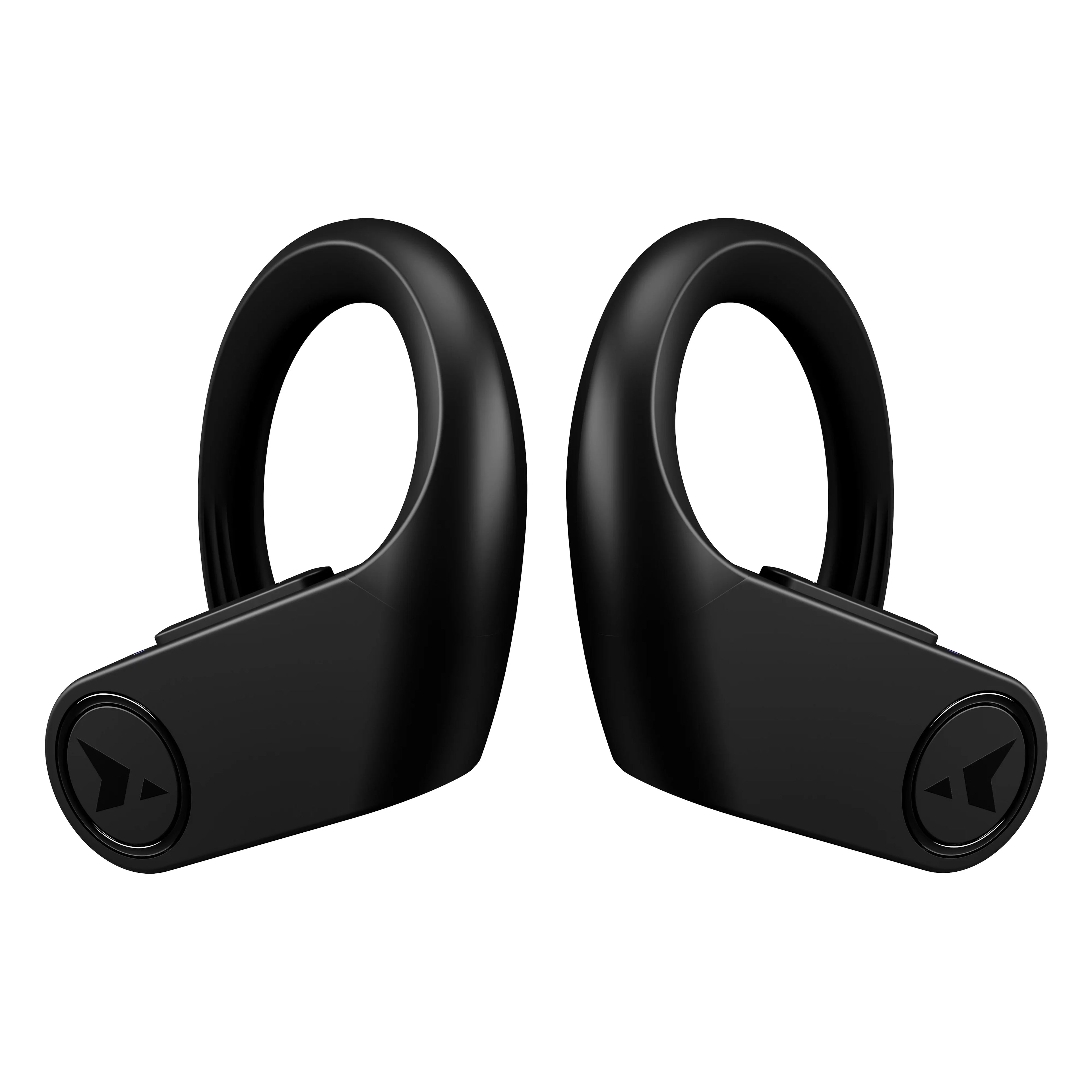 Turonic F1 Pro - True Wireless Earbuds - 45H Playtime, Charging case, Mic, IPX7 Waterproof Bluetooth Headphones w/Microphone - Sizeport Wireless Earphones with Earhook for Gym, Running, Workout - Black