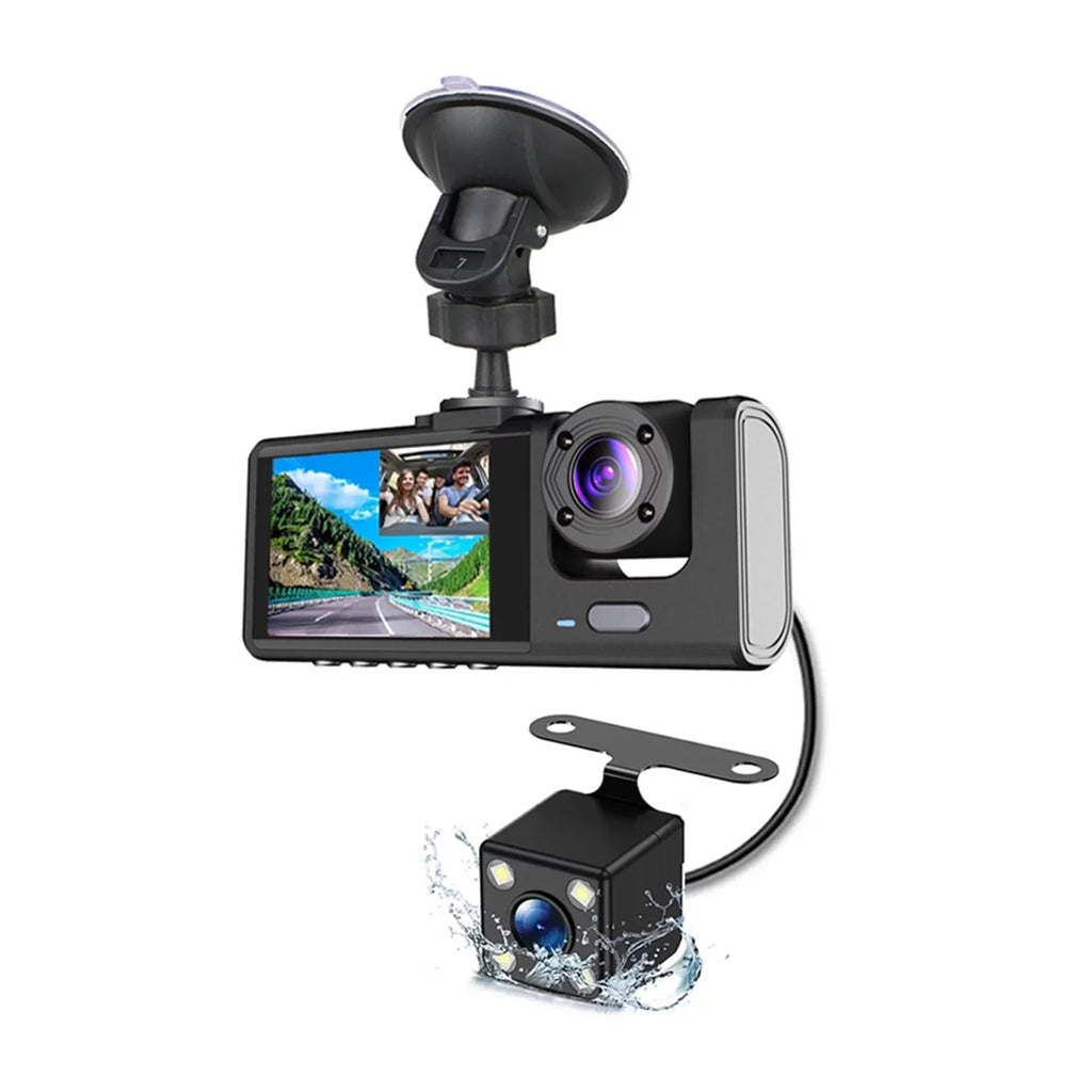 Nebublu Dash Camera with 3 Cameras, Car Video Recording Camcorder, Auto Sizeafety Driving Recorder