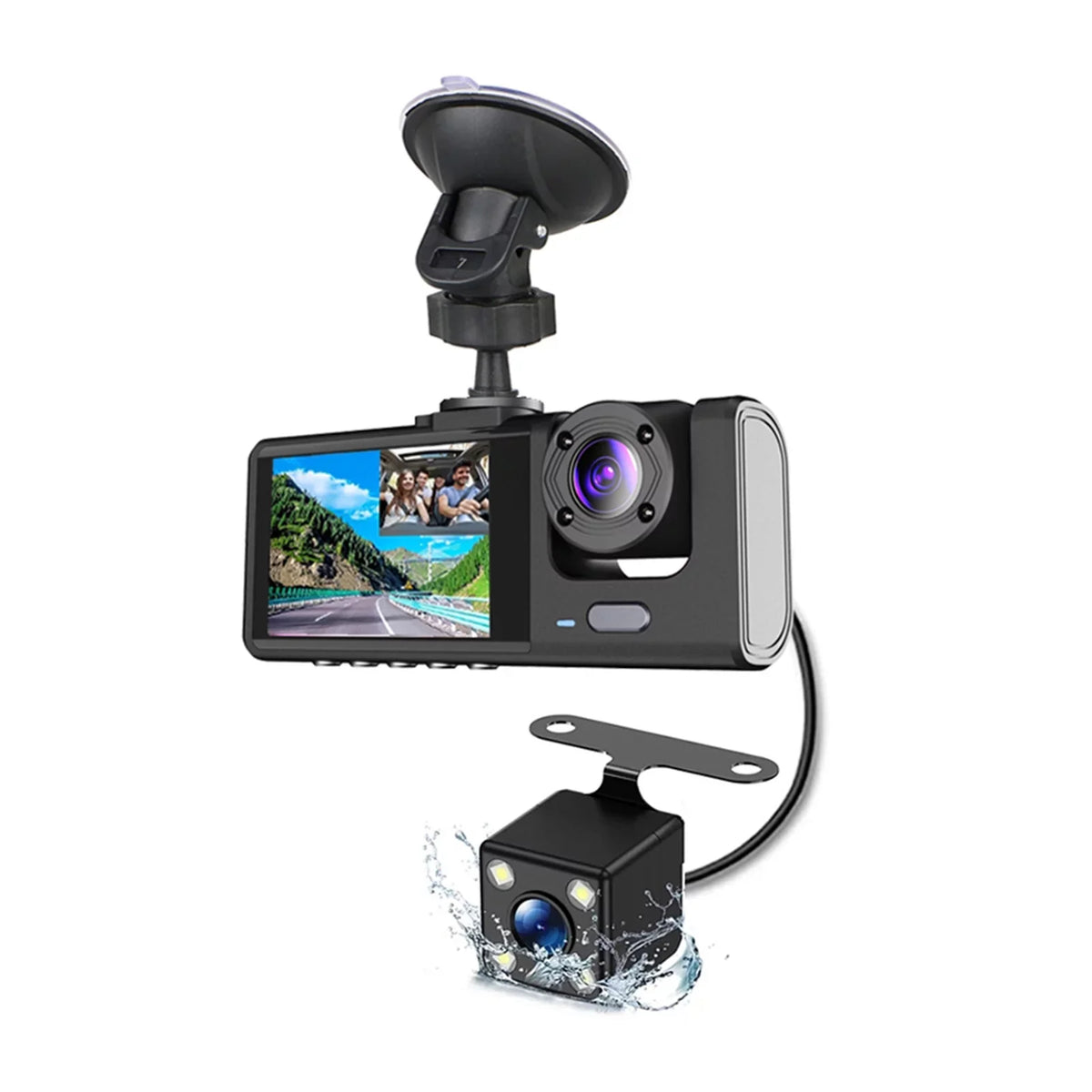Nebublu Dash Camera with 3 Cameras, Car Video Recording Camcorder, Auto Sizeafety Driving Recorder