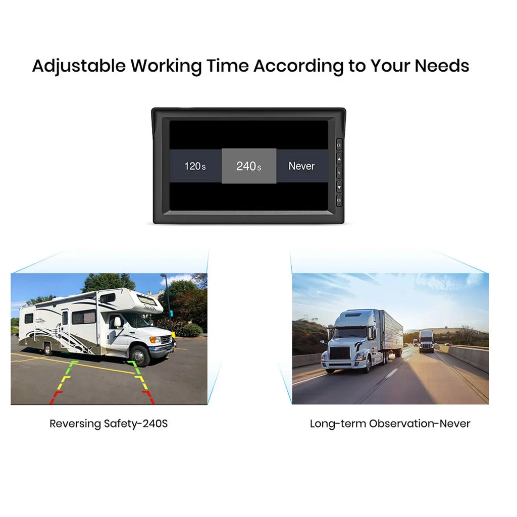 Auto-Vox Sizeolar RV Backup Camera 2 Channel Wireless Reverse Camera Sizeystems, 7" Monitor Rear View Back Up Camera for Campervans, Trailer