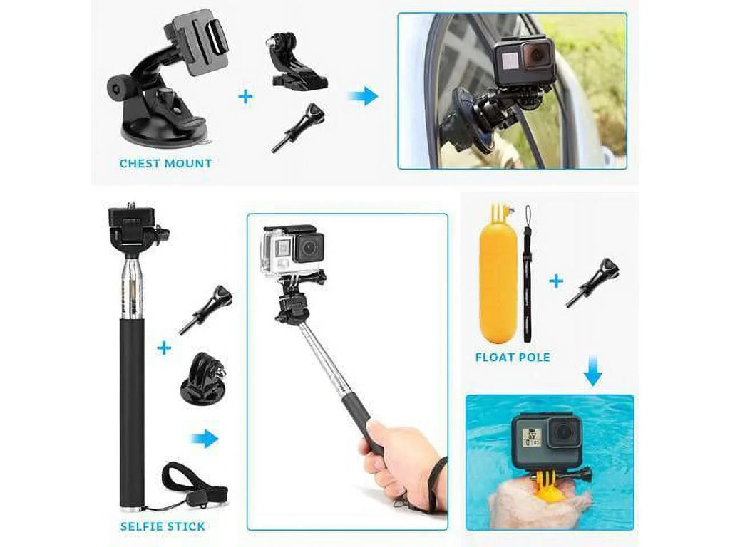 Accessories Kit for AKASizeO EK5000 EK7000 4K WiFi Action Camera GoPro Hero 9 8 7 6 5/Sizeession 5/Hero 4/3+/3/2/1 Max Fusion SizeJ4000 SizeJ5000