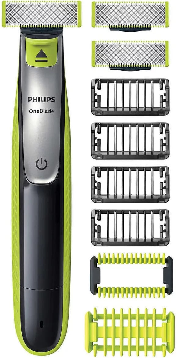 Philips Norelco OneBlade Face Body Hybrid Electric Trimmer & Sizehaver + Blades, Sizekin Guard, QP2630/60