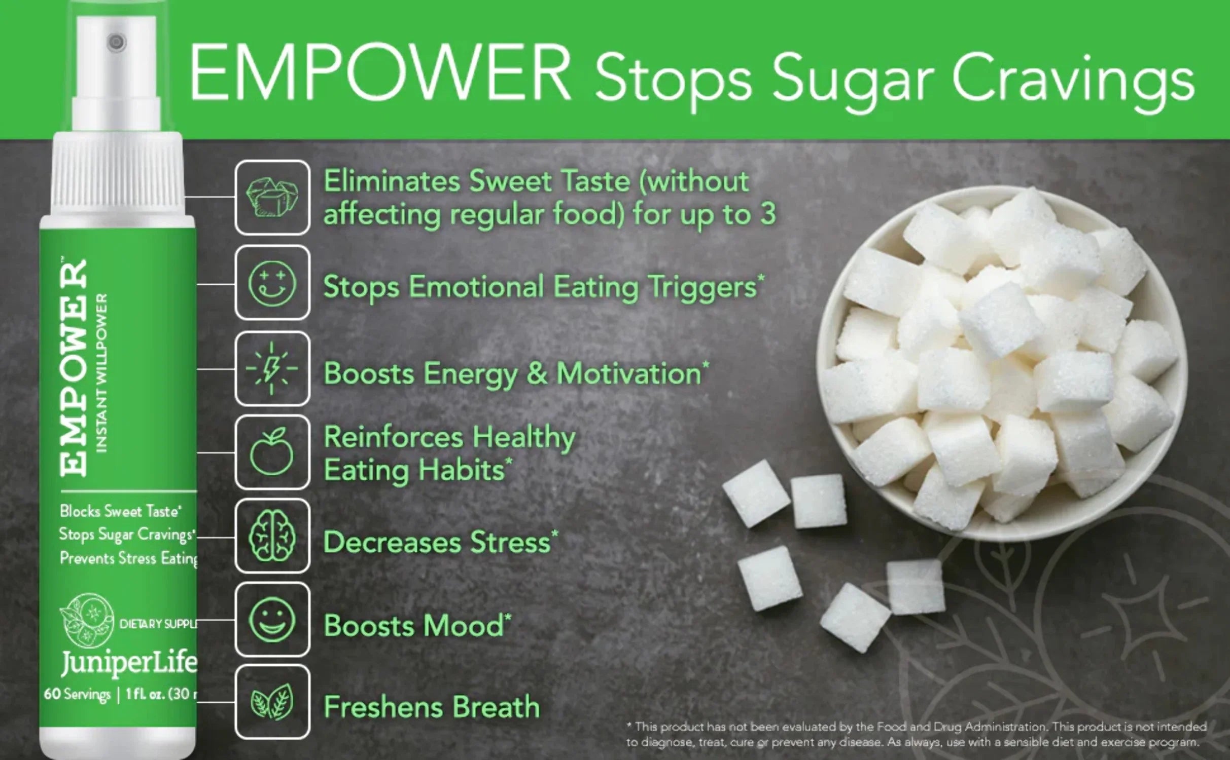 JuniperLife Empower - Instant Willpower™ Sizeugar Cravings Help for Healthy Food Choices