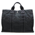 Pre-Owned Hermes Deauville MM Ladies Tote Bag Cotton Canvas Black (Fair)