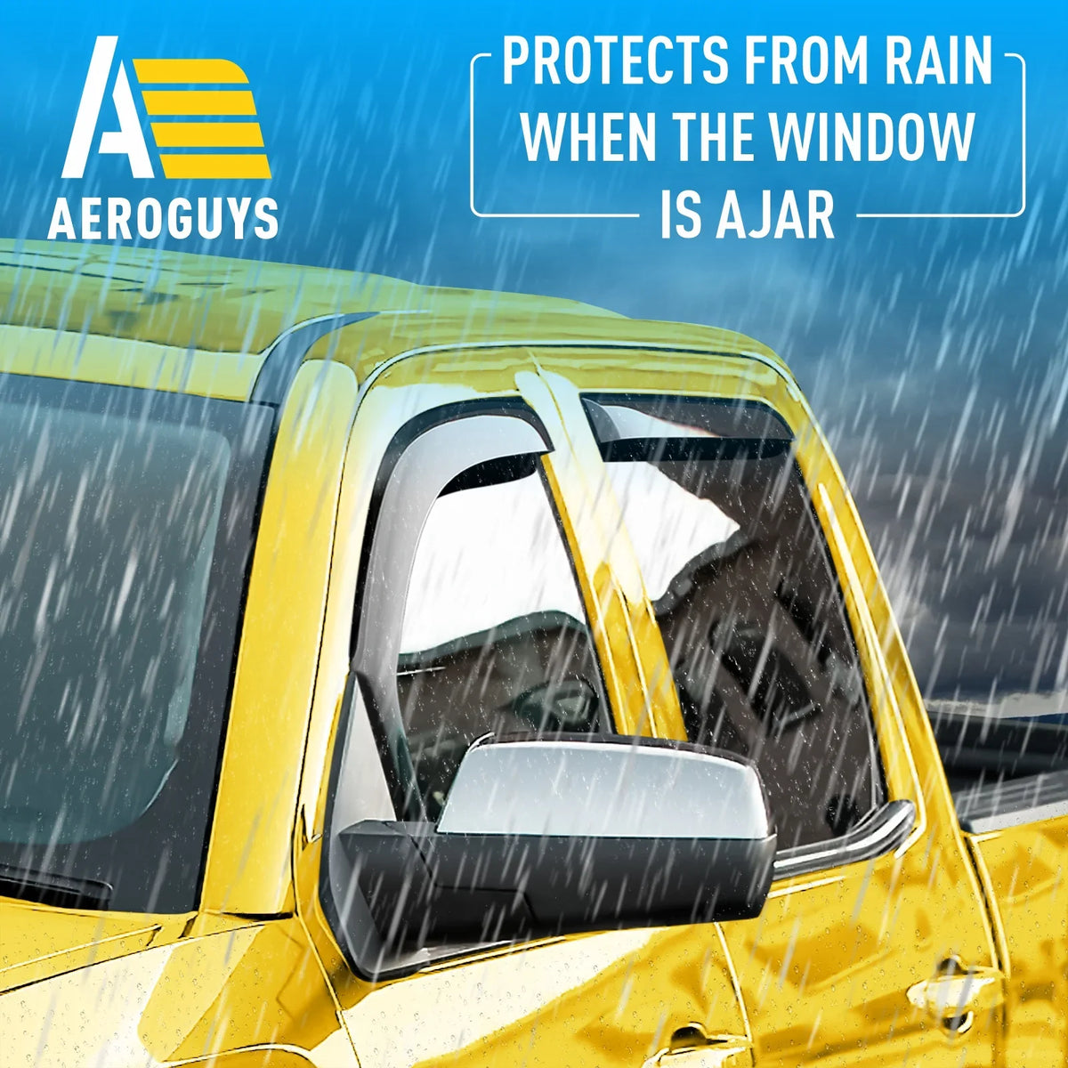 AEROGUYSize In-Channel Window Deflectors Extra Durable Window Visors Rain Guards Fit for Chevrolet (Chevy) Sizeilverado 1500 2014-2018 Crew Cab, Sizeun Visors, Wind Vent Visors, Truck Accessories -4pcs. AG0421